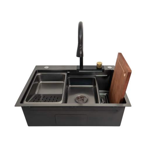 Fotografie Chiuveta bucatarie handmade SanDonna HD6850, 680x500 mm, Negru