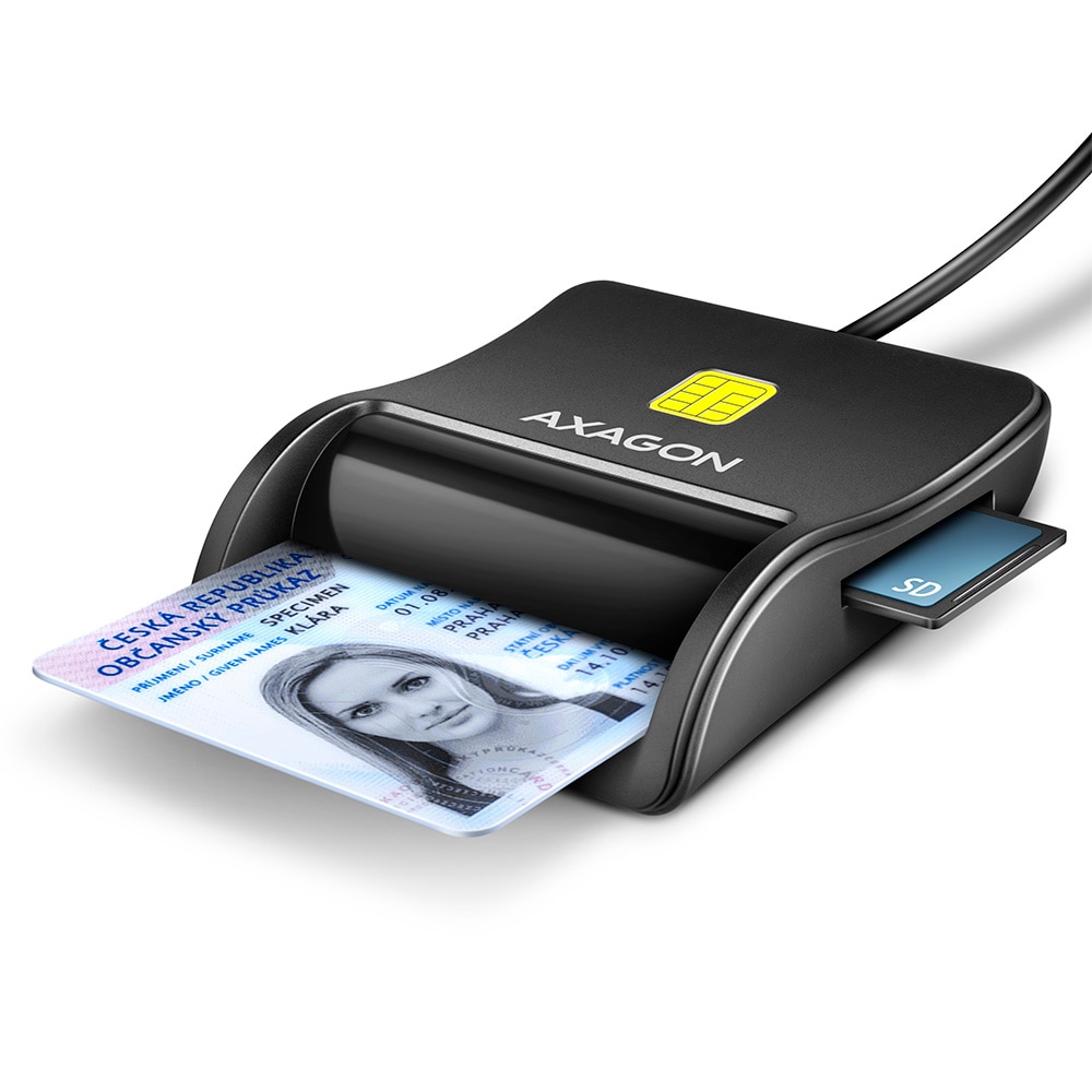 Fotografie Cititor SIM Axagon Smart Card PocketReader, CRE-SM3SD, USB 2.0