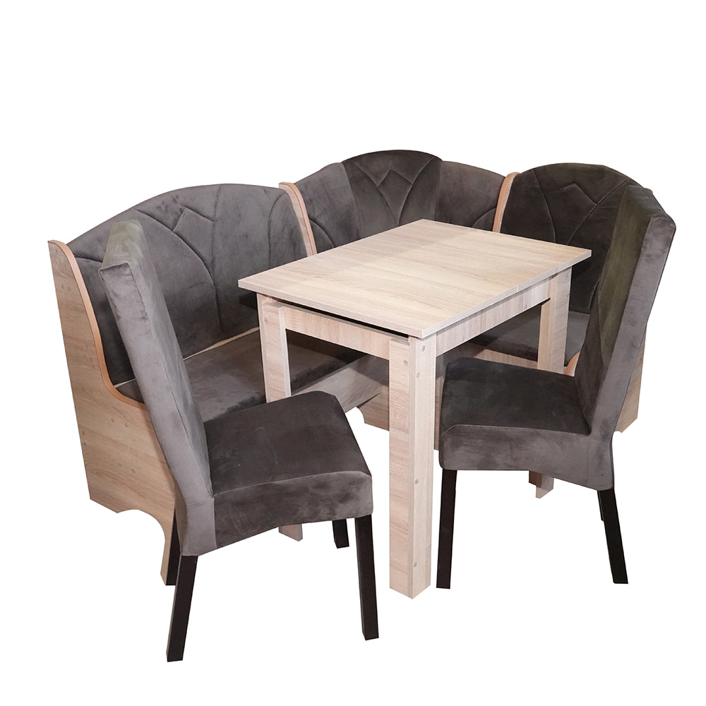 Fotografie Coltar bucatarie Nefmob Pigro, cu masa extensibila 80/120X60X78 si 2 scaune