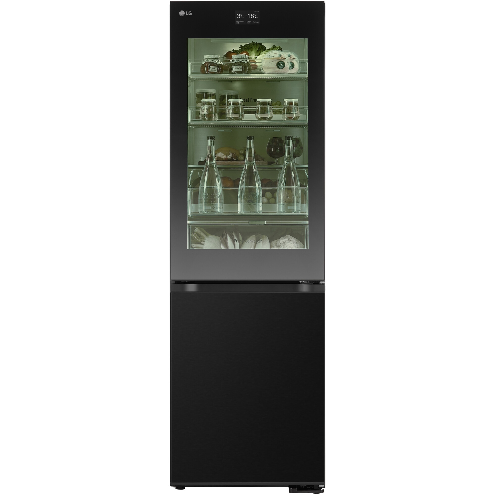 Fotografie Combina frigorifica LG GBG7190CEV, 349 l, InstaView, Compresor Smart Inverter, Wi-Fi, Linear Cooling, Clasa C, H 186 cm, Multicolor