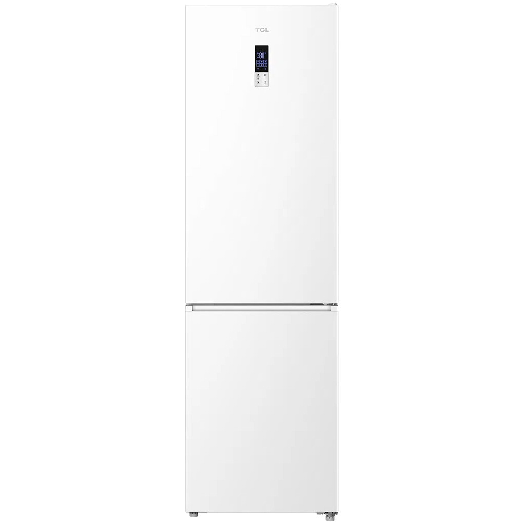 Fotografie Combina frigorifica TCL MEGA Space RP409BWE0, 409L, Total No Frost, Compresor Inverter, Display Touch, T-Fresh, Multi-air flow, Power Cool, Power Freeze, Sertar Crisper, Usa reversibila, deschidere 90°, Maner retras, Iluminare LED, Clasa E, H 185 cm, Alb