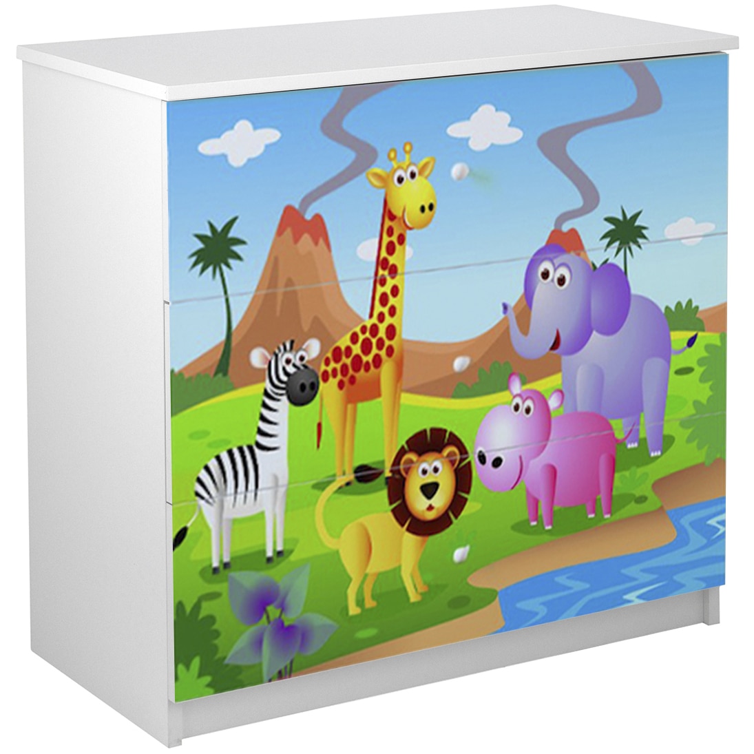 Fotografie Comoda cu 3 sertare Wunderkid Zoo, Alb