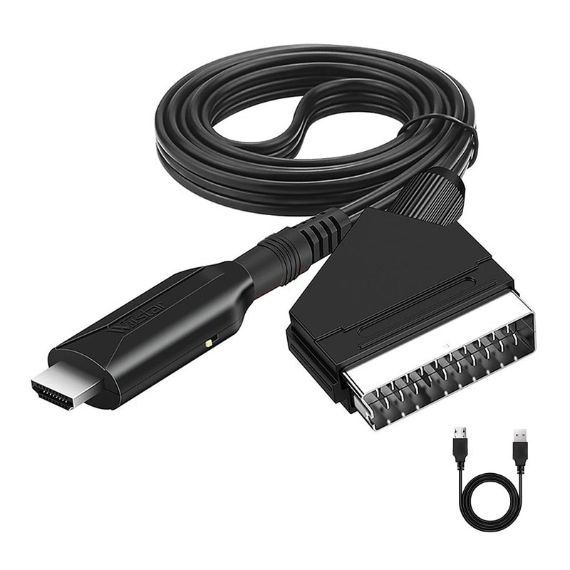 Fotografie Convertor SCART la HDMI, 1080P, 1m, Negru, Plug and Play