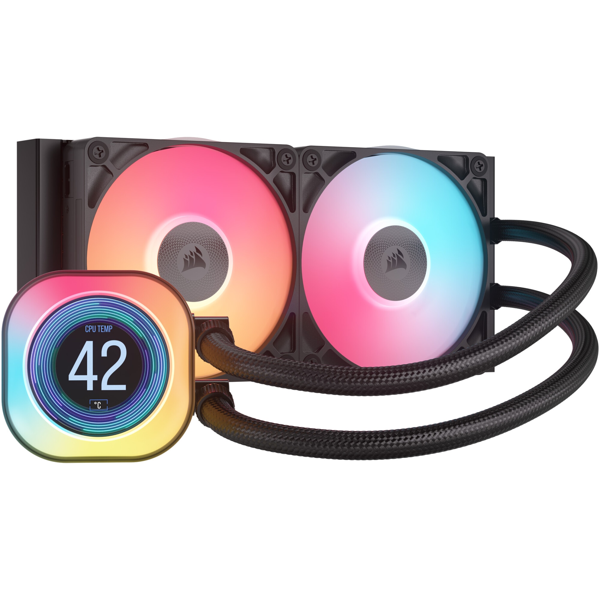 Fotografie Cooler procesor Corsair iCUE LINK TITAN RX LCD AIO, 240mm, RGB, racire cu lichid, negru