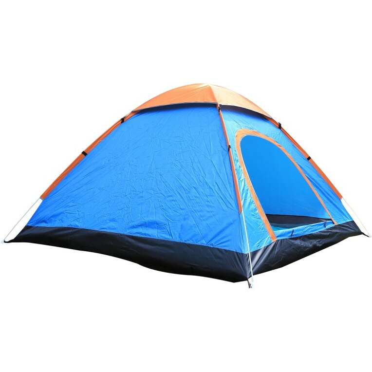 Fotografie Cort camping "Pop-Up" pentru 3-4 persoane, 200x200x130 cm, albastru/portocaliu