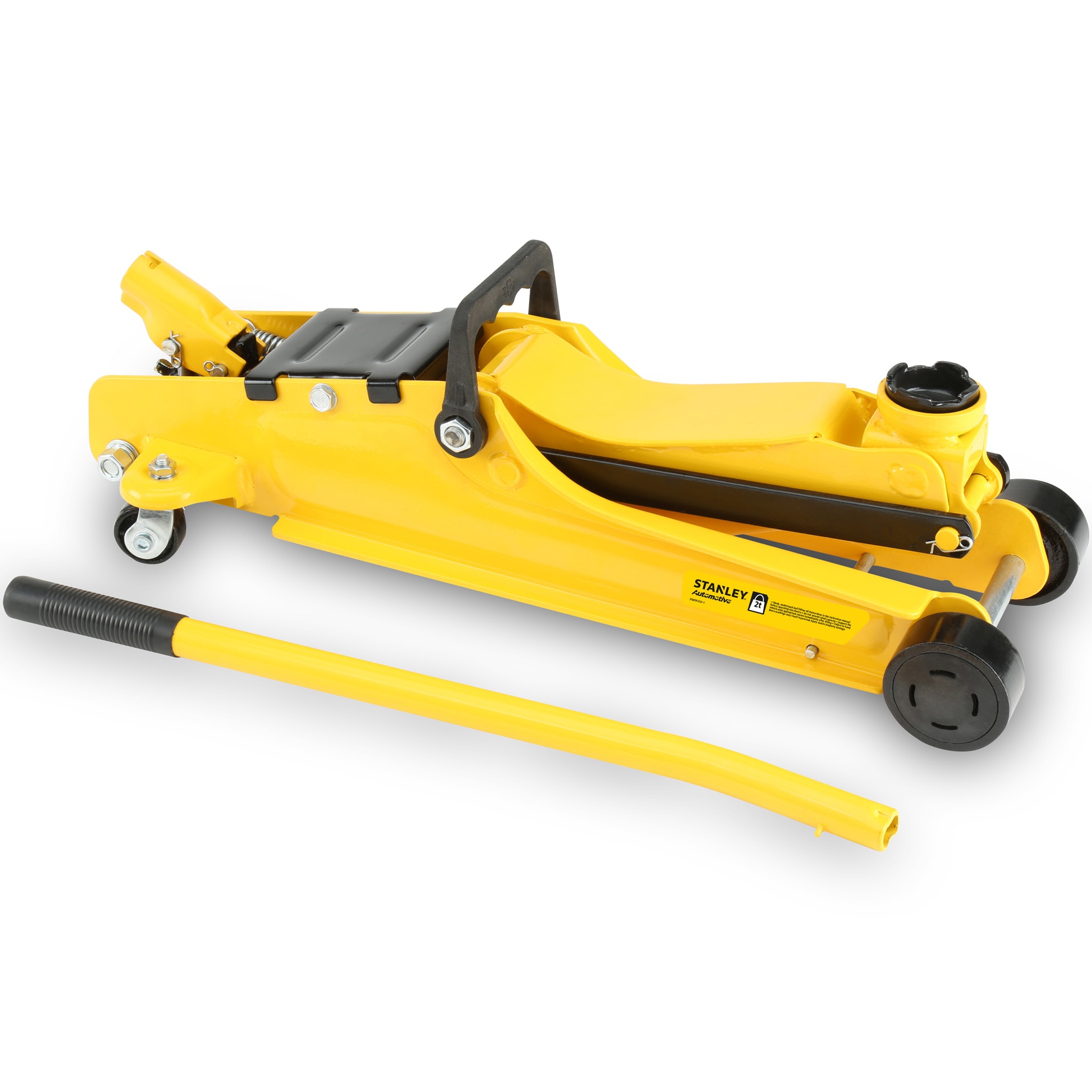 Fotografie Cric de podea hidraulic profesional tip crocodil Stanley STMT81251-1, capacitate 2 T, aripi protectie din cauciuc, ridicare minima de 8.5 cm, protectie la coroziune, usor, design compact