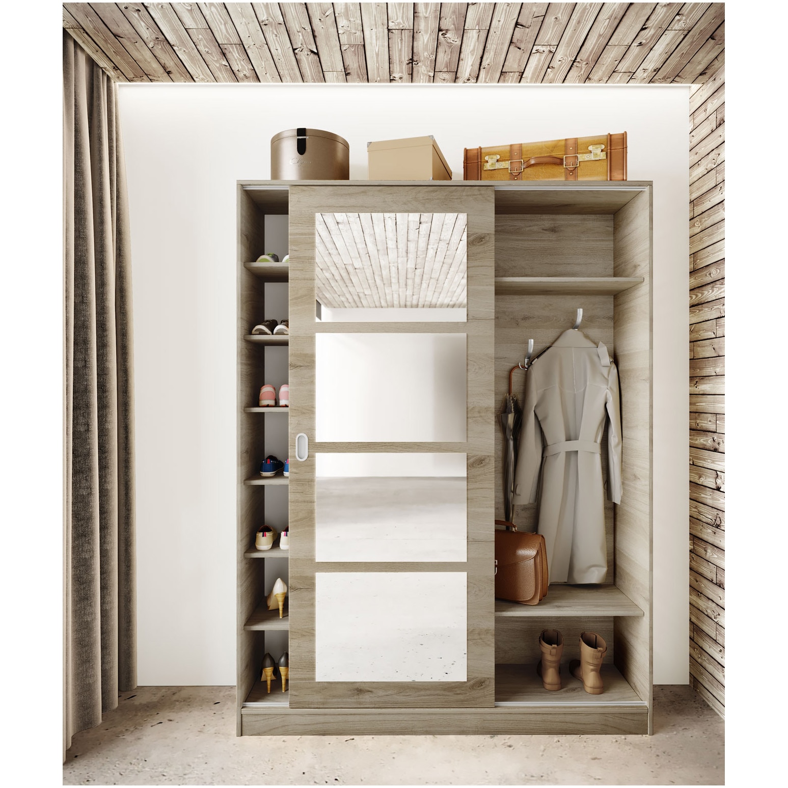 Fotografie Cuier hol Irim Ponte 150x38,5x201 cm, culoare Sonoma Arven