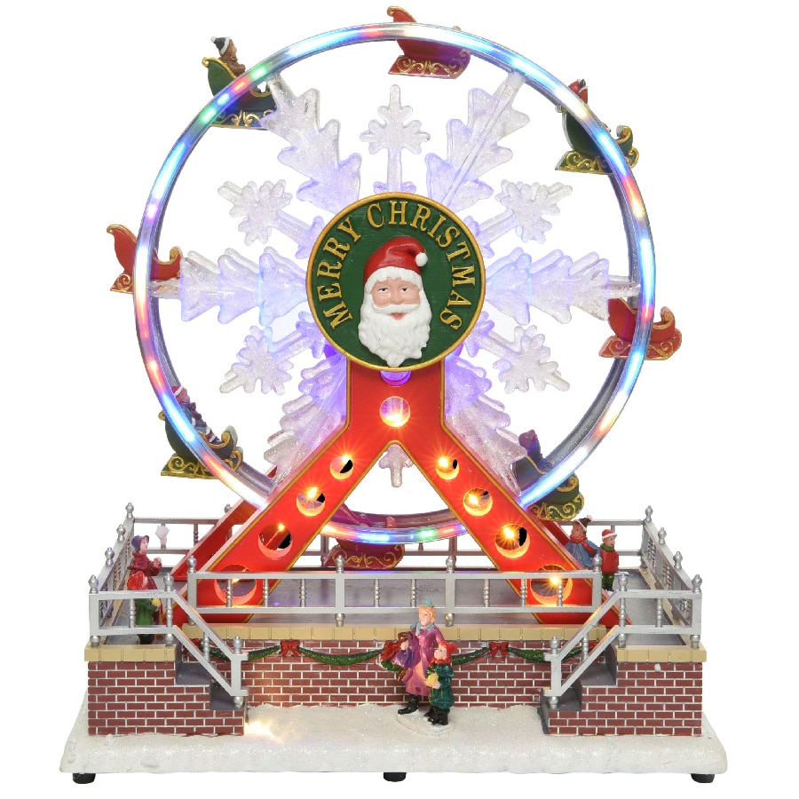 Fotografie Decoratiune roata carnaval Craciun Lumineo, 30 LED-uri, 17x29x31 cm, animata, muzicala, lumina multicolora