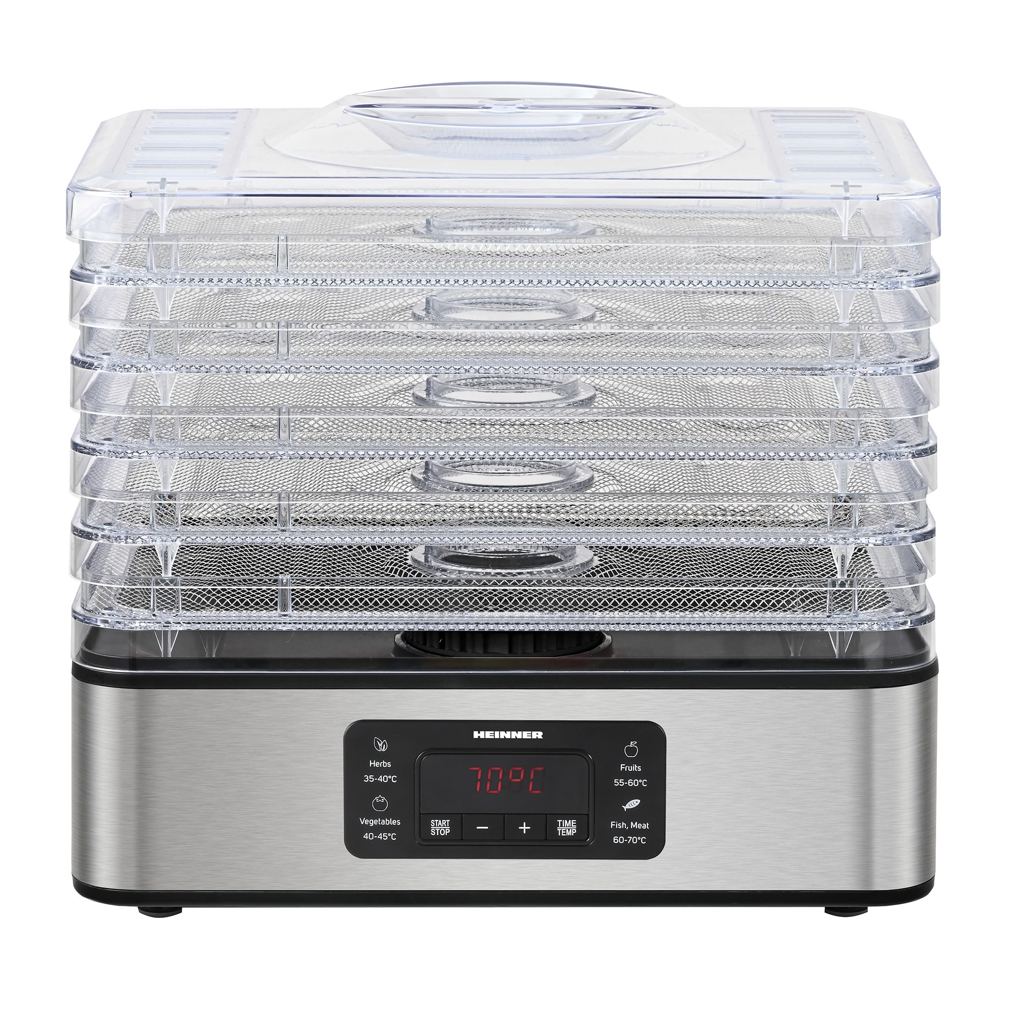 Fotografie Deshidrator de alimente Heinner DryMaster Pro HFD-K400SS, 200-400, 5 tavi inox, control electronic, display LED, timer, interval 35-70°C