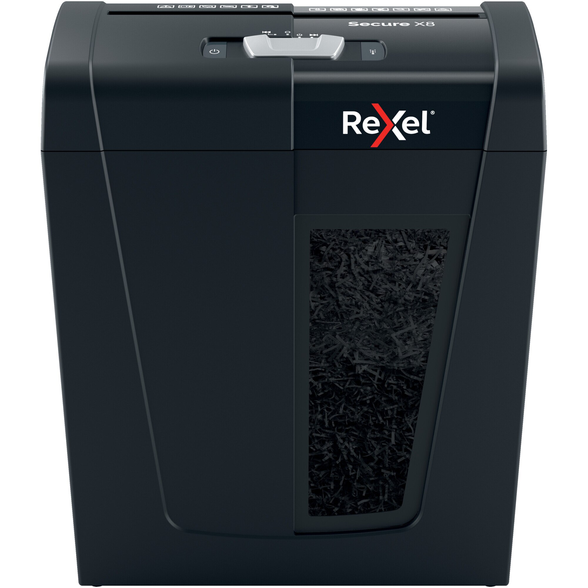 Fotografie Distrugator documente manual REXEL SECURE X8, 8 coli, P4, cross-cut, cos 14l, negru