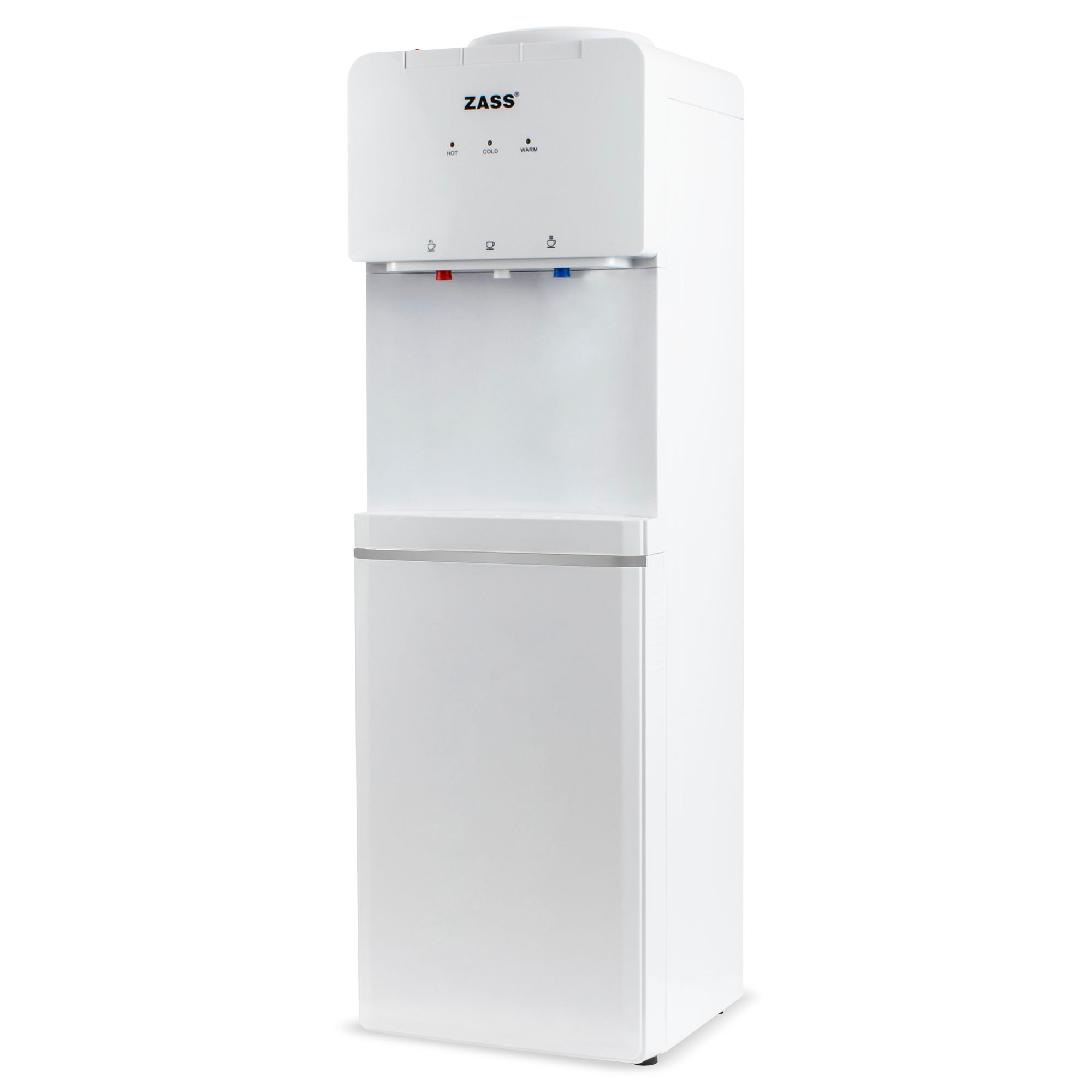 Fotografie Dozator apa de podea cu compresor Zass ZWD 17 CNS, Putere incalzire 550W, putere racire 90W, compatibil cu bidoane de apa 11 l si 19 l, Silentios 36 dB, Culoare Alb