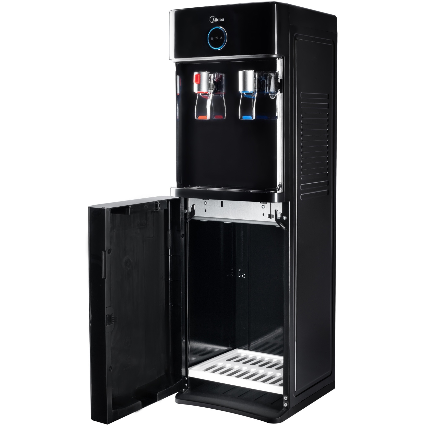 Fotografie Dozator de apa incarcare superioara Midea YL2436S-B, dozare peste 1.2L/min, rezervor apa rece 2L, rezervor apa calda 0.8L, putere incalzire 420W, putere racire 100W, spatiu de depozitare 35L, bidoane compatibile: 11/15/19 l