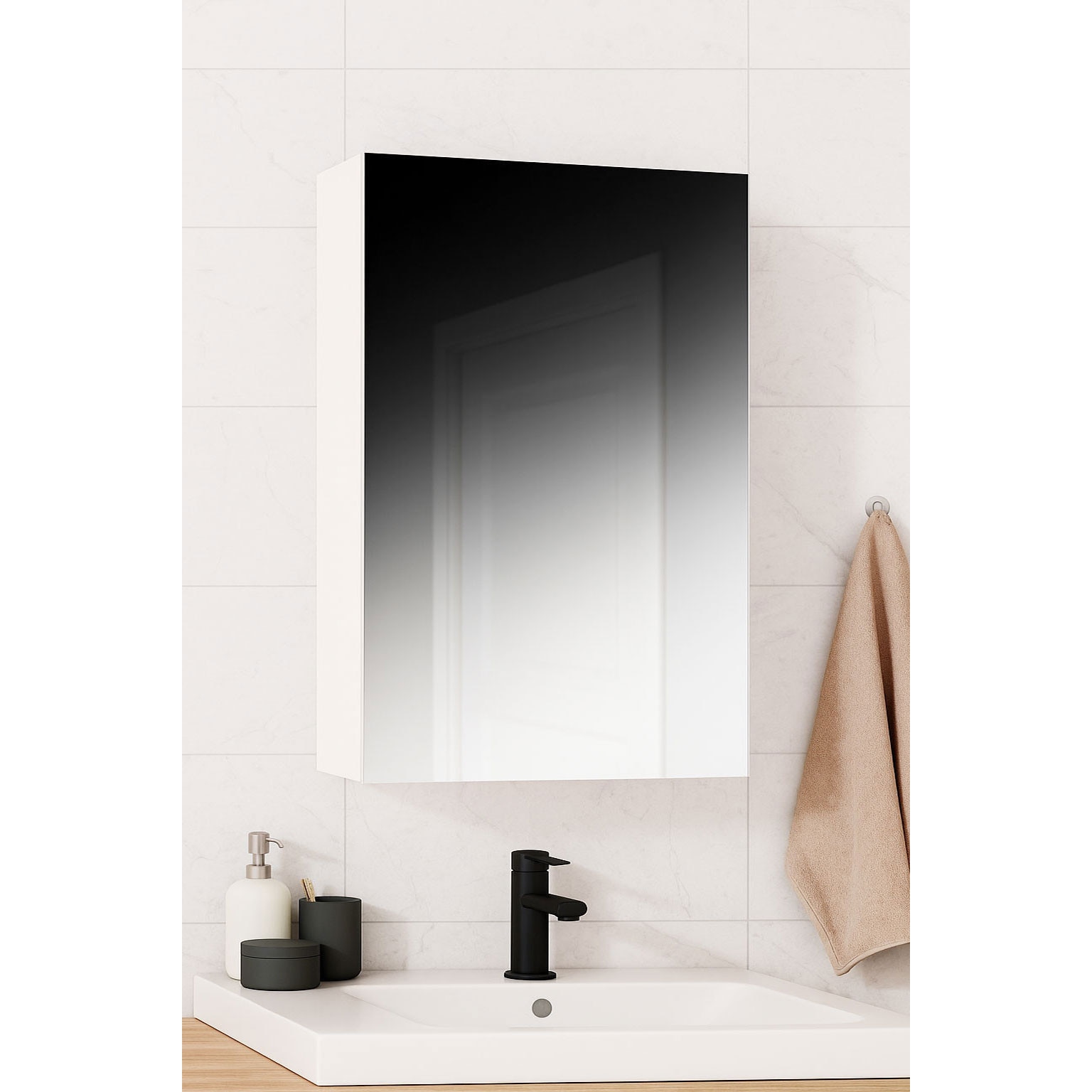 Fotografie Dulap baie Badenmob 18013, PAL,cu oglinda, 50x68x14cm, Alb