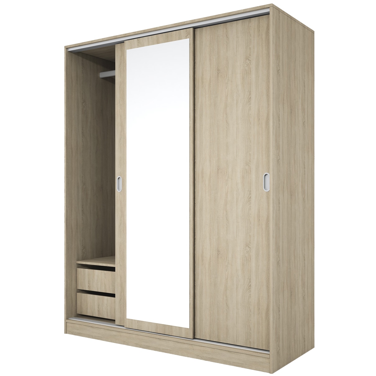 Fotografie Dulap/Dressing Irim Nevada, 150X59x191 cm, 3 usi, oglinda, Culoare Sonoma Dark