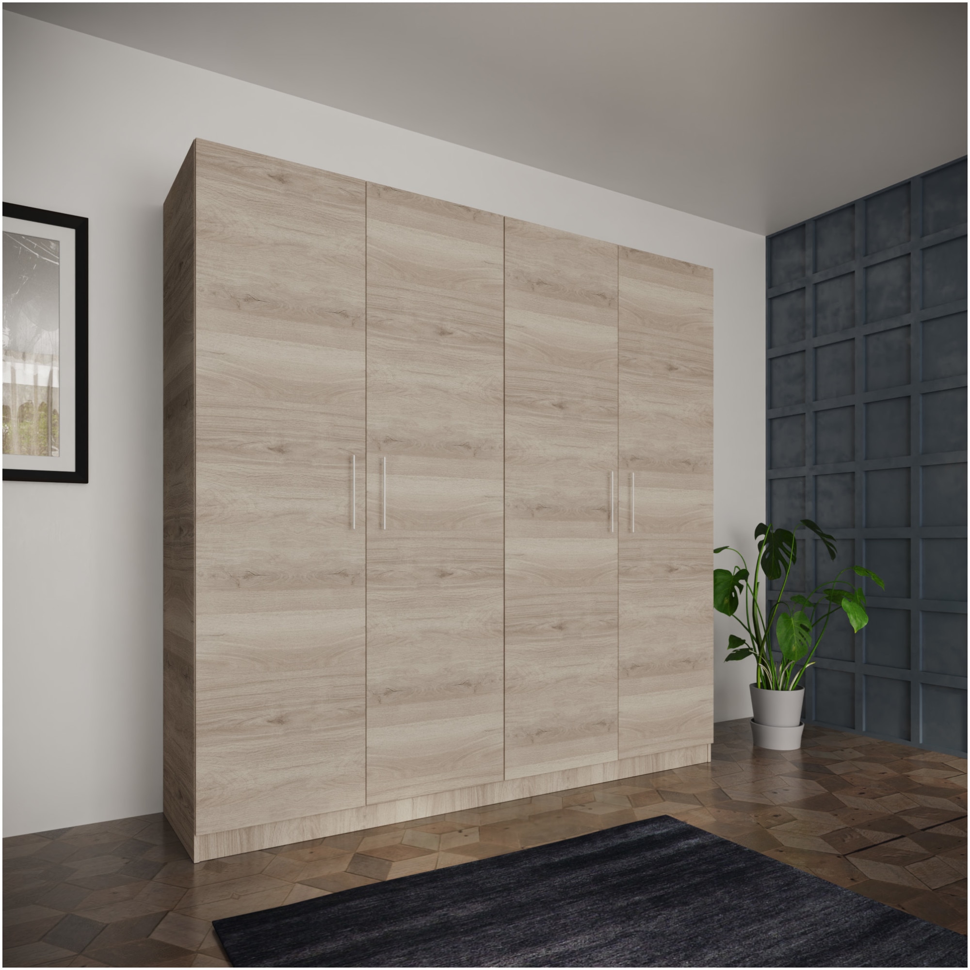 Fotografie Dulap/Dressing Irim Quake 205x52x204 cm, 4 usi, Culoare Sonoma Arwen