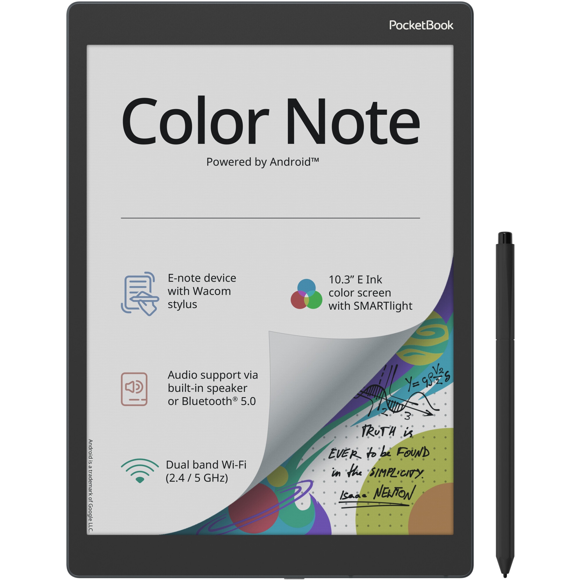 Fotografie eBook Reader & e-note PocketBook Color Note, 10.3" E Ink Kaleido 3, 32GB, 227ppi, WACOM Stylus Pen, Stormy Sea