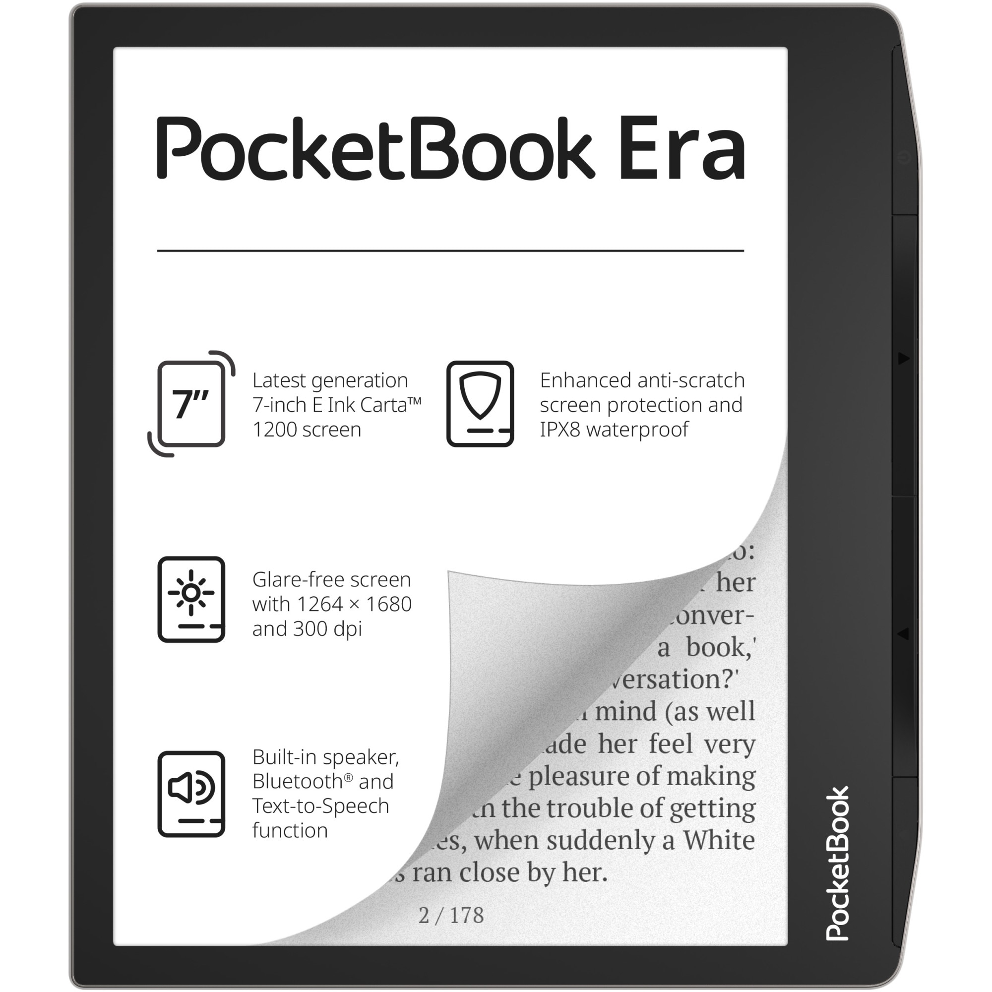 Fotografie eBook Reader PocketBook Era, ecran tactil 7", E Ink Carta, 300dpi, Bluetooth, SMARTlight, IPX8, 16 GB, argintiu