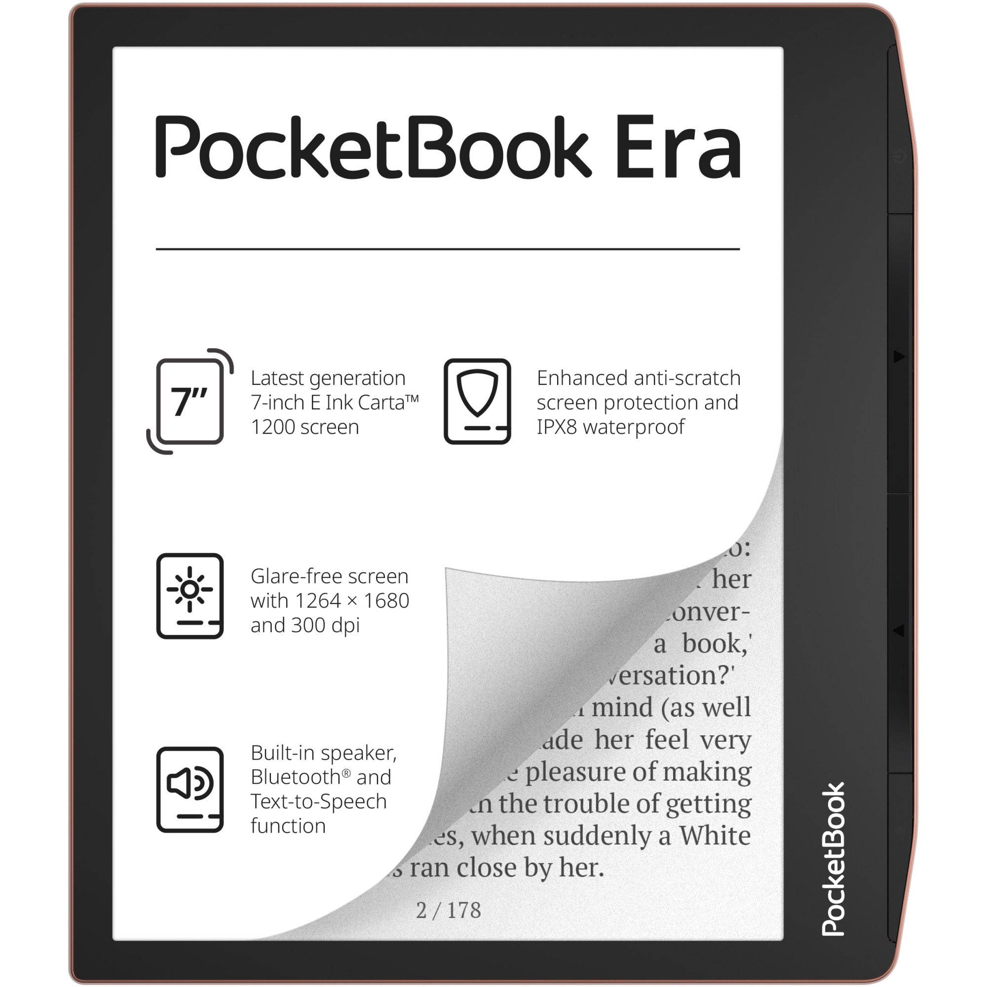 Fotografie eBook Reader PocketBook Era, ecran tactil 7", E Ink Carta, 300dpi, Bluetooth, SMARTlight, IPX8