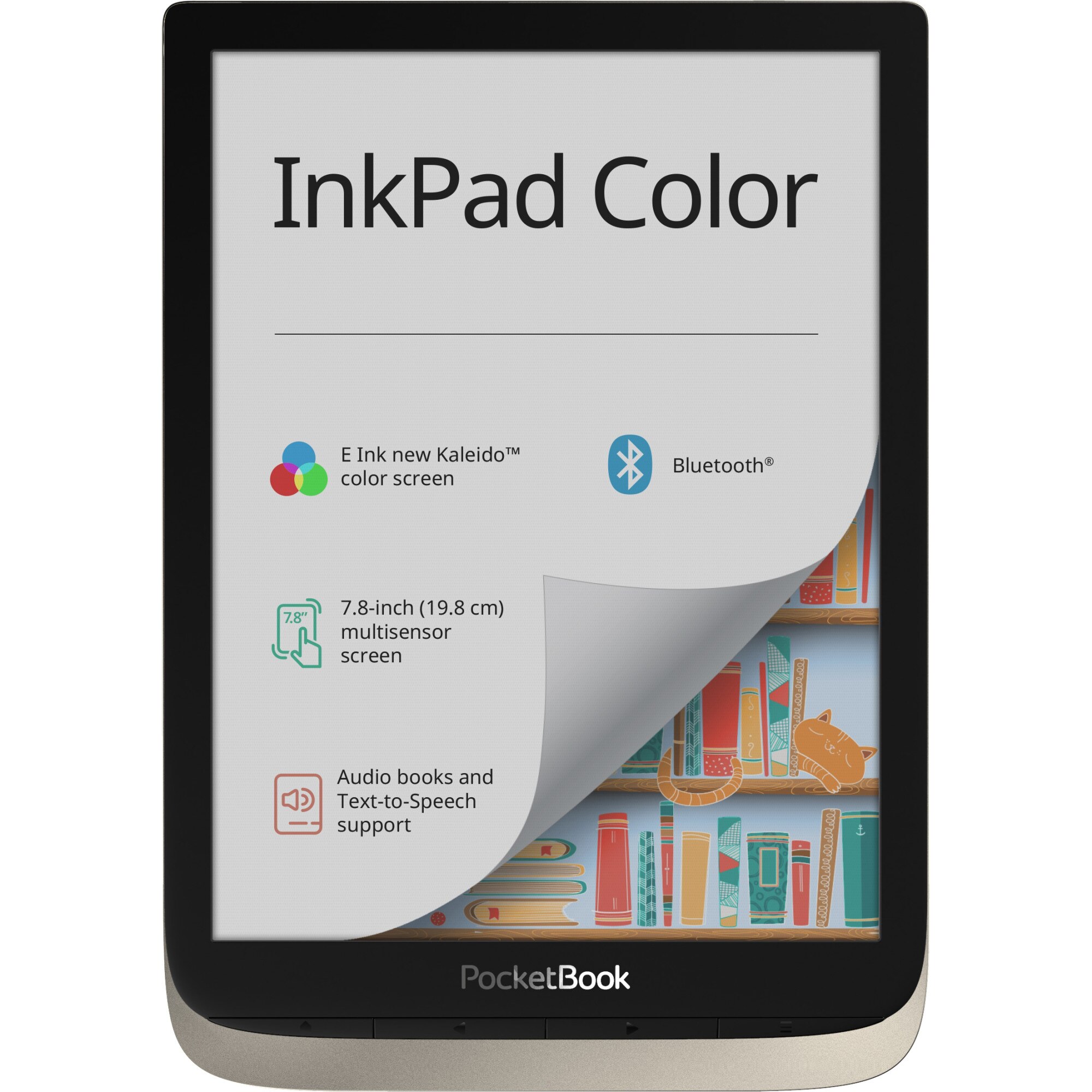 Fotografie eBook Reader PocketBook InkPad Color, 7,8" E Ink new Kaleido™ color, 16GB+microSD, argintiu selenar