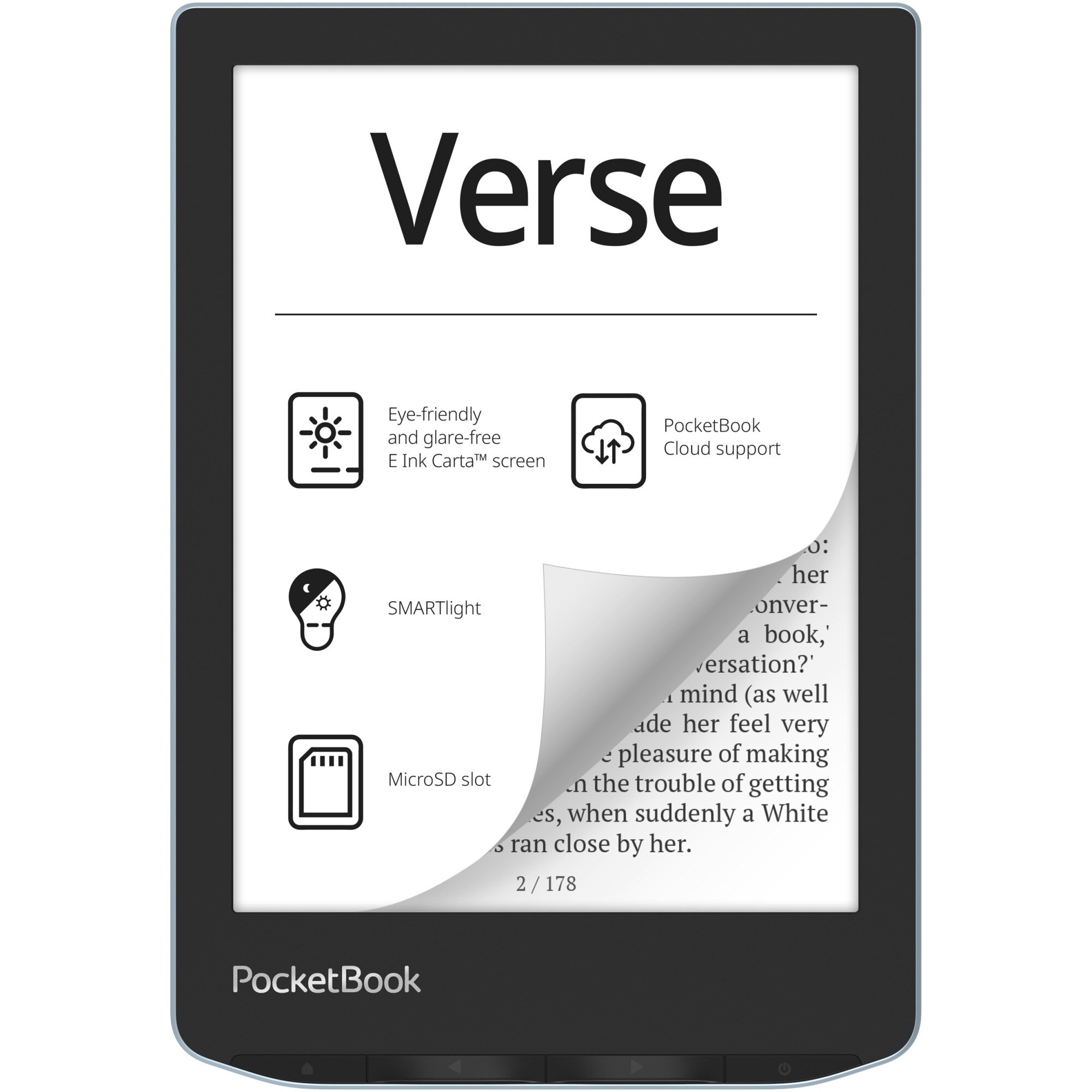Fotografie eBook Reader PocketBook Verse PB629, ecran tactil 6.0" E Ink Carta™ 1200, 212dpi, 8GB, SMARTlight, G-sensor, WiFi, Bright Blue