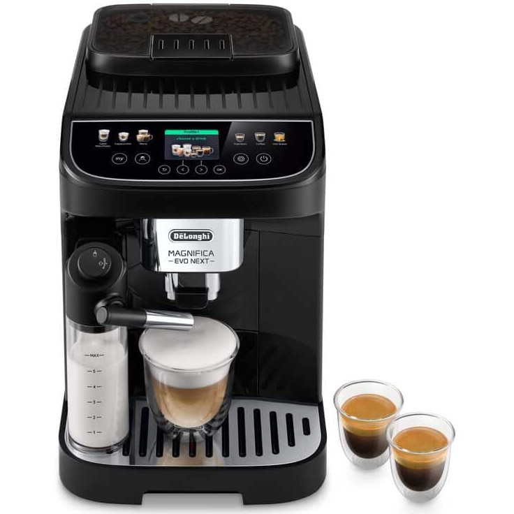 Fotografie Espressor automat De’Longhi Magnifica Evo Next ECAM310.60.B, 10 bauturi, Tehnologie LatteCrema, Carafa pentru lapte, 1450W, 15 bar, Negru