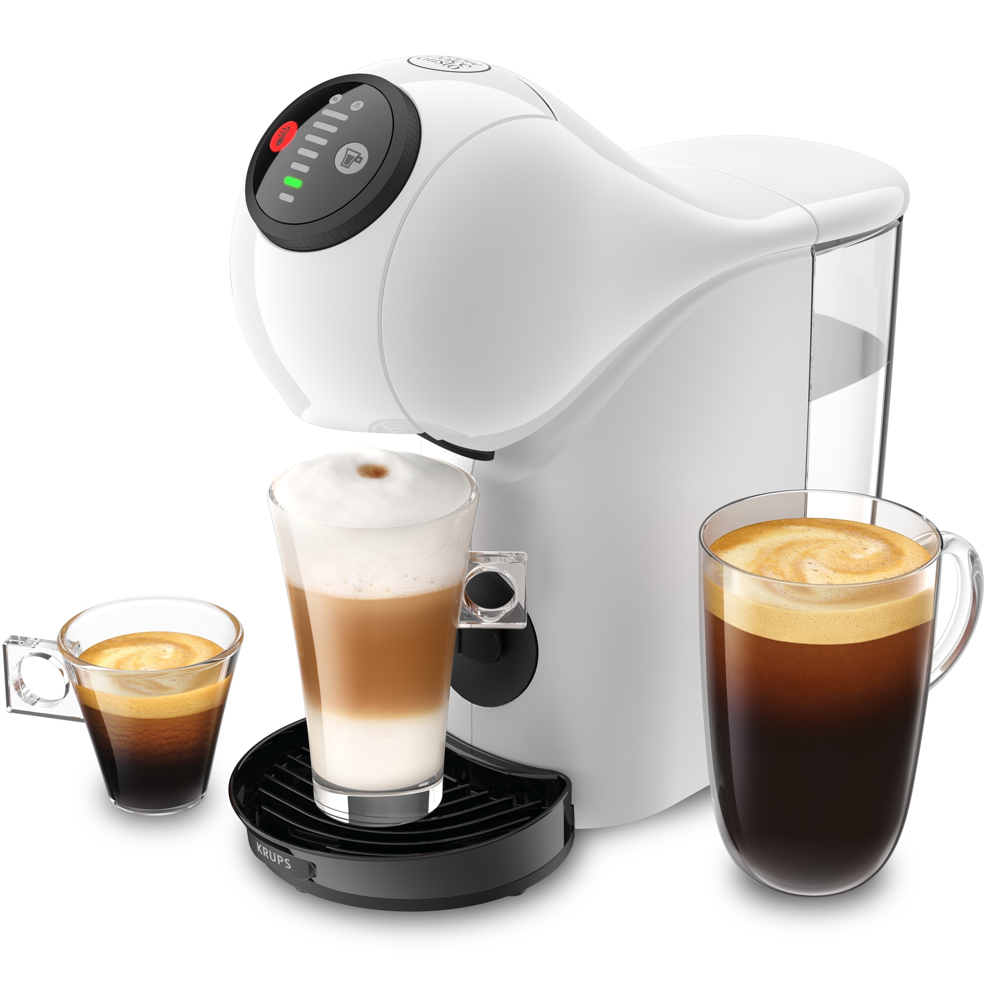 Fotografie Espressor KRUPS cu capsule NESCAFÉ® Dolce Gusto® Genio S KP243110, 1500 W, 15 bari presiune, capacitate rezervor 0.8 L, functie XL, alb