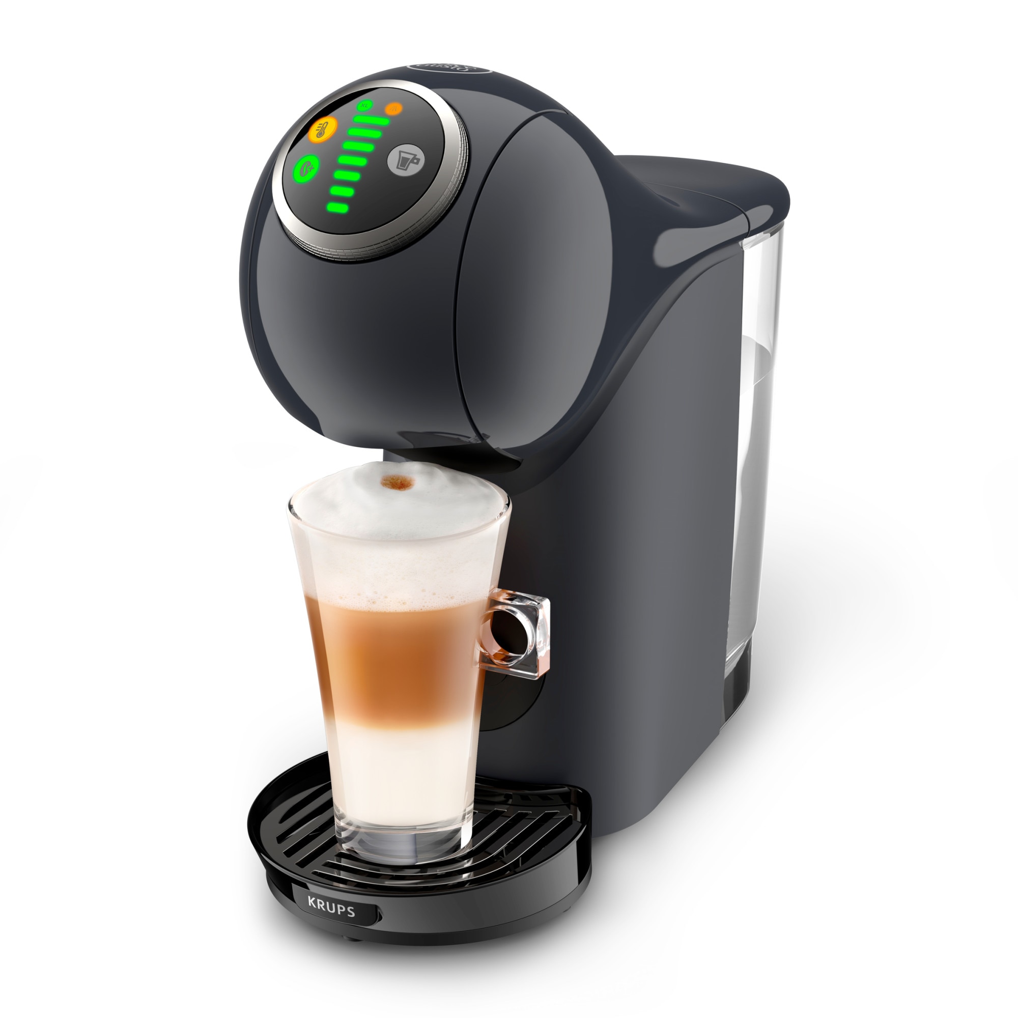 Fotografie Espressor KRUPS cu capsule NESCAFÉ® Dolce Gusto® Genio S Plus KP340B10, 1500W, 15 bari, functia Hot & Cold, temperatura ajustabila, Gri