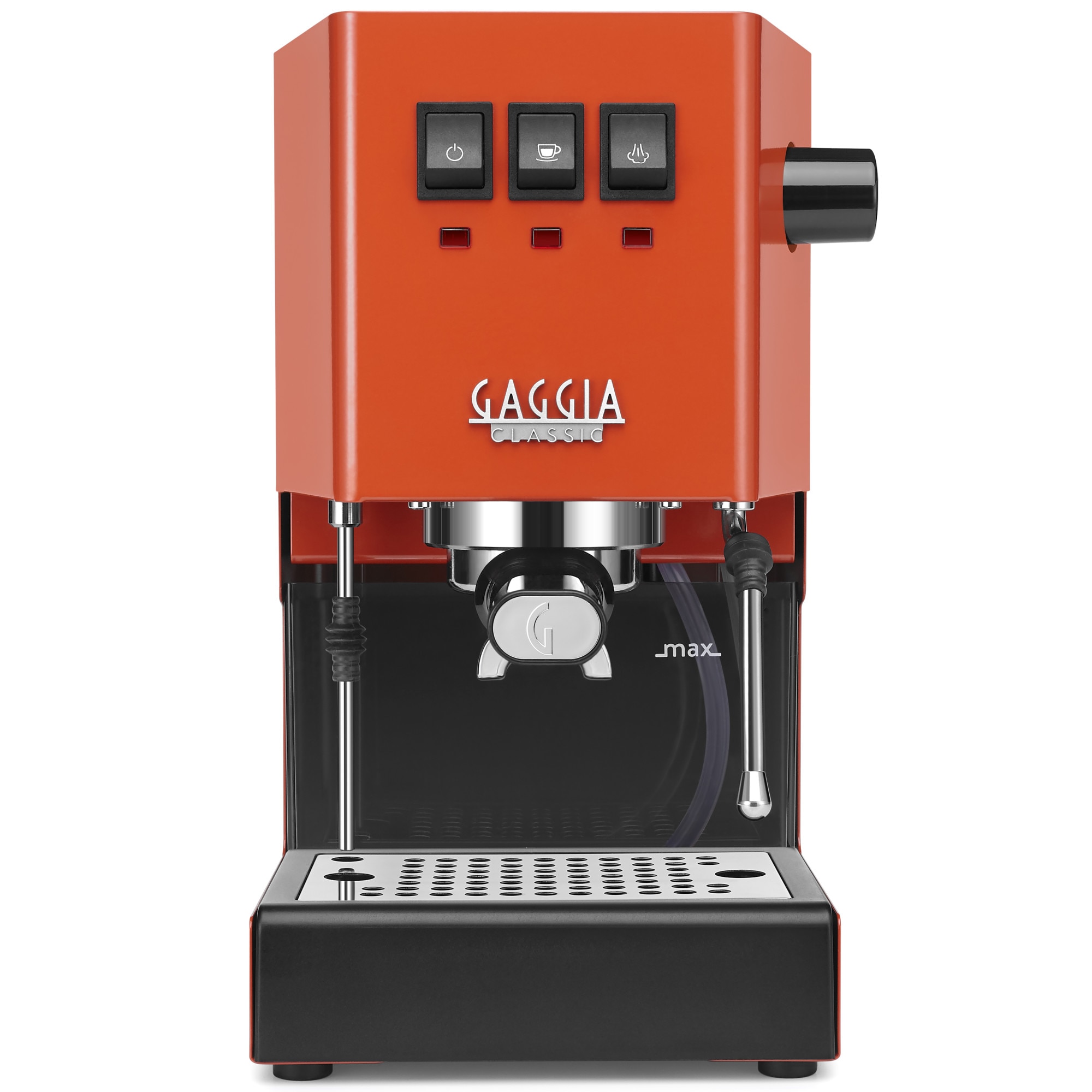 Fotografie Espressor manual GAGGIA Classic E24 Orange, 1350W, 15 bar, portafiltru professional inox 58 mm, 3 site incluse, valva solenoida, teava apa/abur professionala, boiler interior alama, Portocaliu