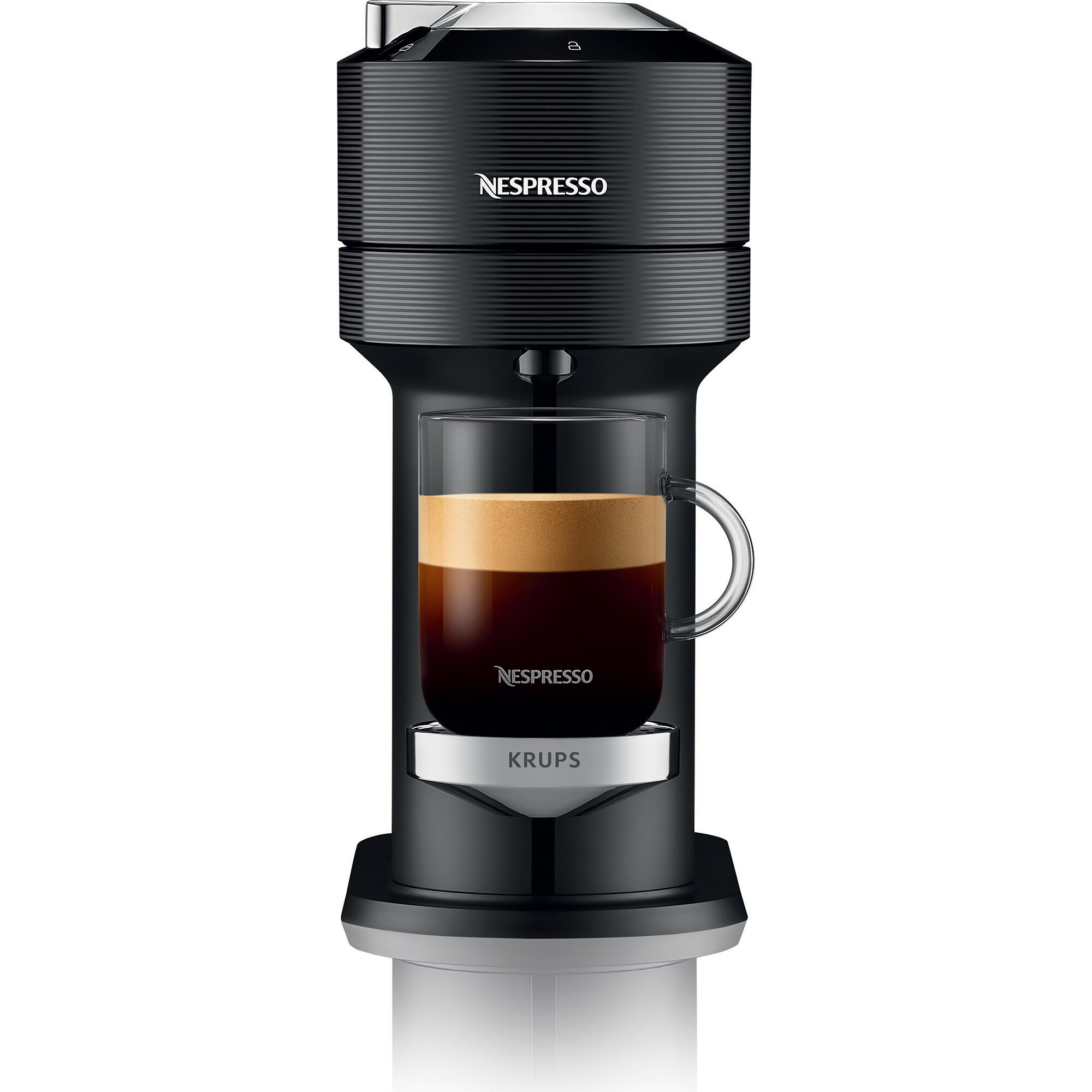 Fotografie Espressor Nespresso by Krups XN910810 Vertuo Next, 1500W, Tehnologie de extractie Centrifuzie, Conectare la telefon, 1.1L, Negru + 12 capsule cadou