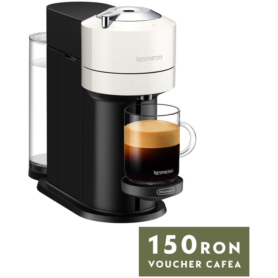 Fotografie Espressor Nespresso De'Longhi Vertuo Next ENV120.W , 1500W, Centrifusion™, Conectare la telefon, 1.1L, Alb + set capsule degustare