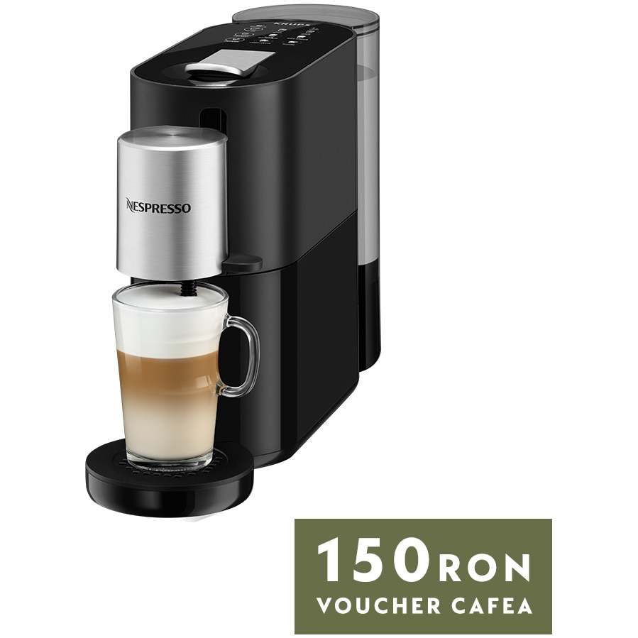 Fotografie Espressor Nespresso Krups Atelier XN890831, 1500W, 19 Bar, Sistem de spumare a laptelui, 1L, Negru + set capsule degustare