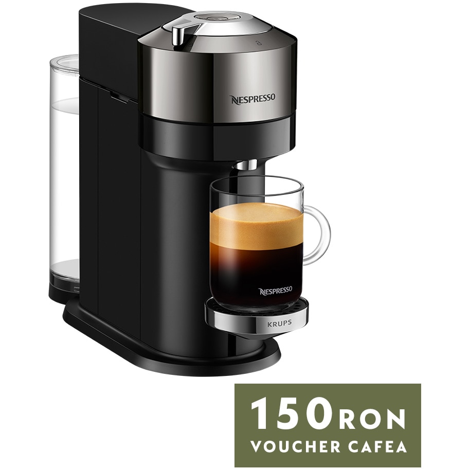Fotografie Espressor Nespresso Krups Vertuo Next Deluxe XN910C10, 1500W, Centrifusion™, Conectare la telefon, 1.1L, dark chrome + set capsule degustare