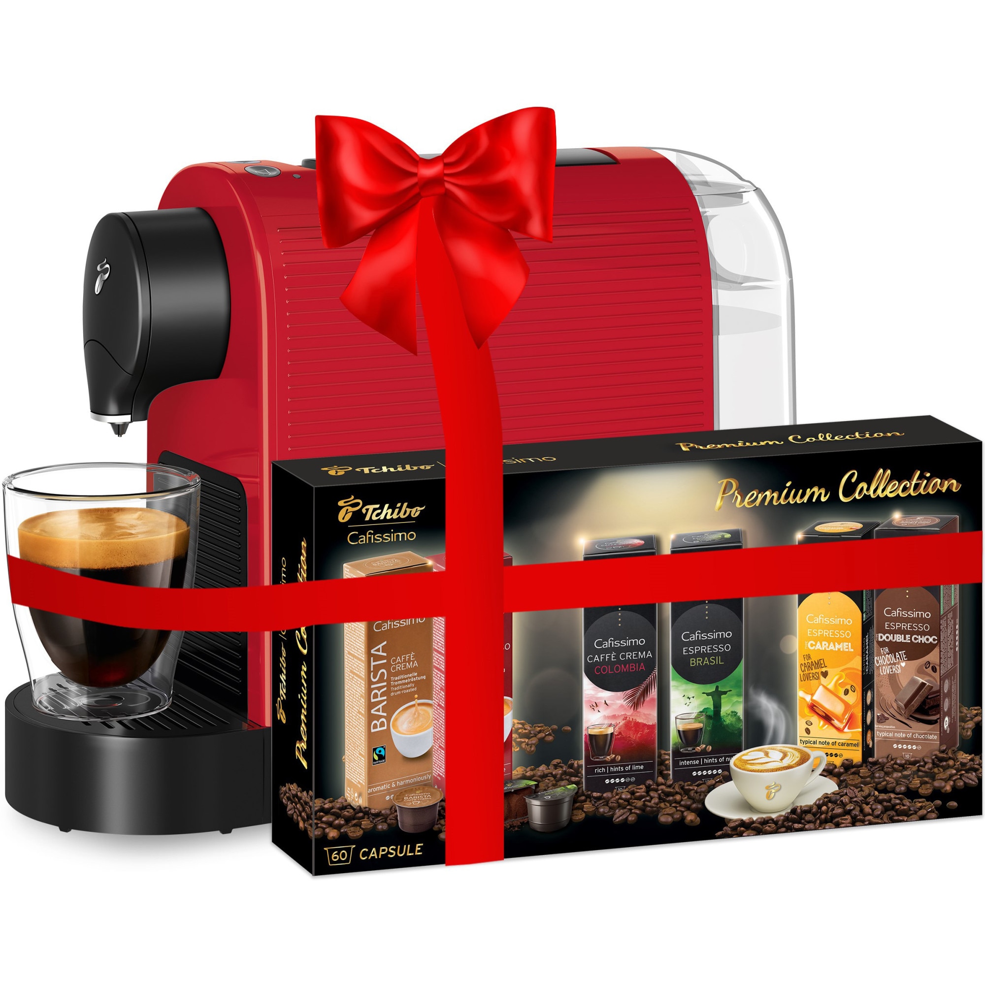 Fotografie Espressor Tchibo Cafissimo Pure Plus 531295, 800 ml, 15 bari, 1250W, capsule, Rosu + Premium Collection