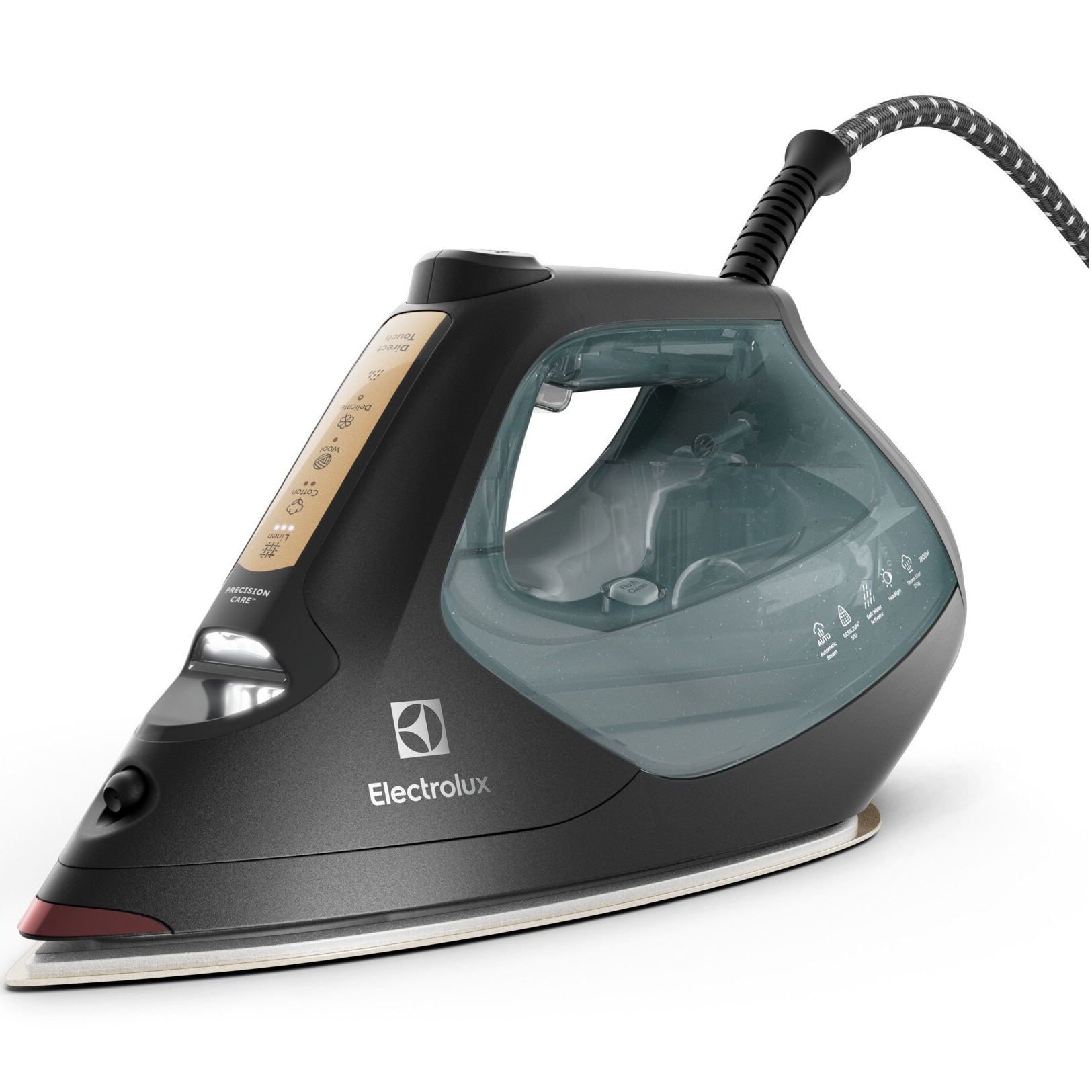 Fotografie Fier de calcat Electrolux Renew 800 E8SI2-8OG cu generator abur cu presiune, 2800 W, panou de control digital, iluminare LED, jet de abur 250 gr, abur variabil 0-55 g/min, rervor apa 370ml, oprire automata, talpa Resilium Ski 500, verde oceanic/gri