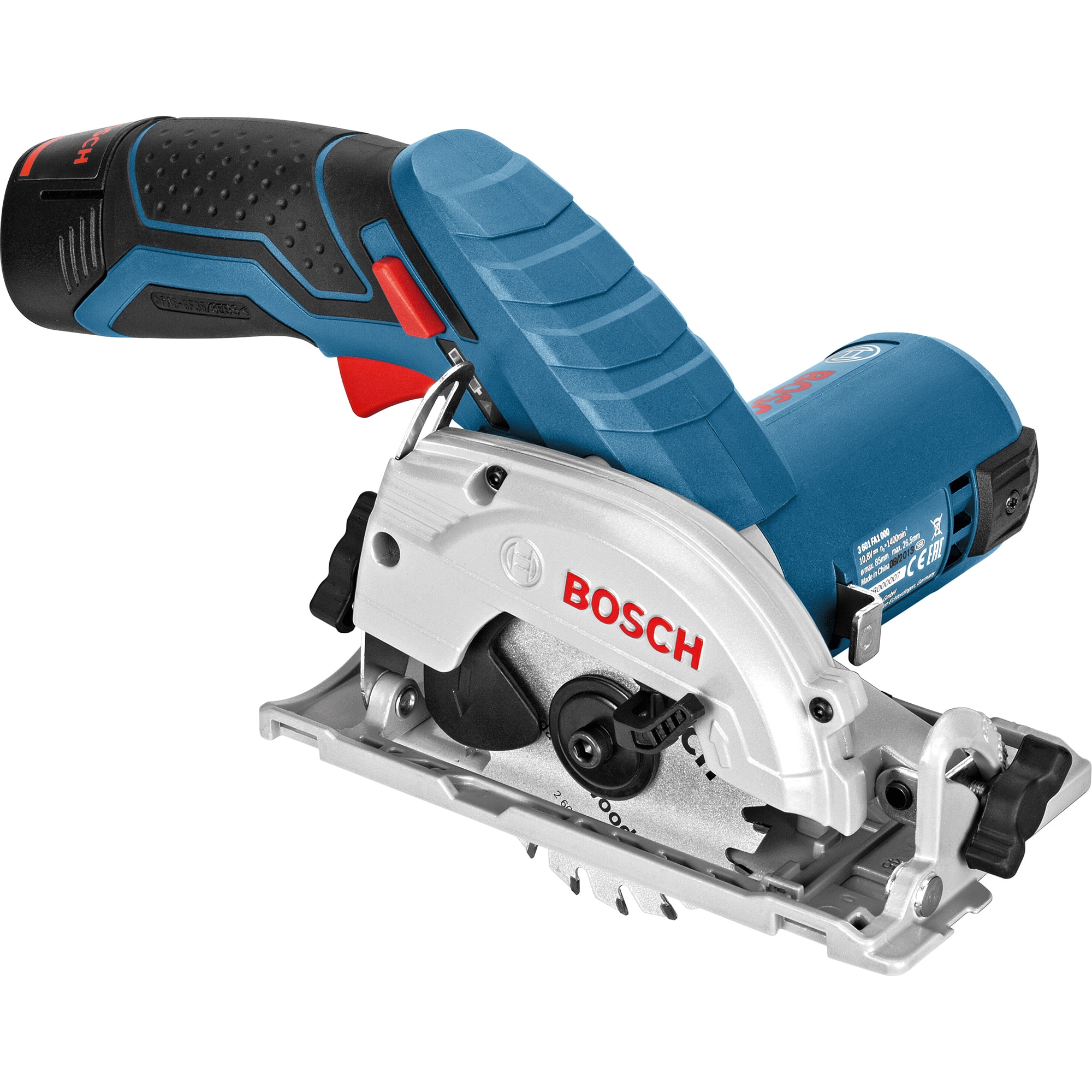 Fotografie Fierastrau circular pe acumulator Bosch Professional GKS 12V-26, 12 V, 1400 RPM, 85 mm diametru disc, 26.5 mm taiere maxima, accesorii incluse, fara acumulator/incarcator