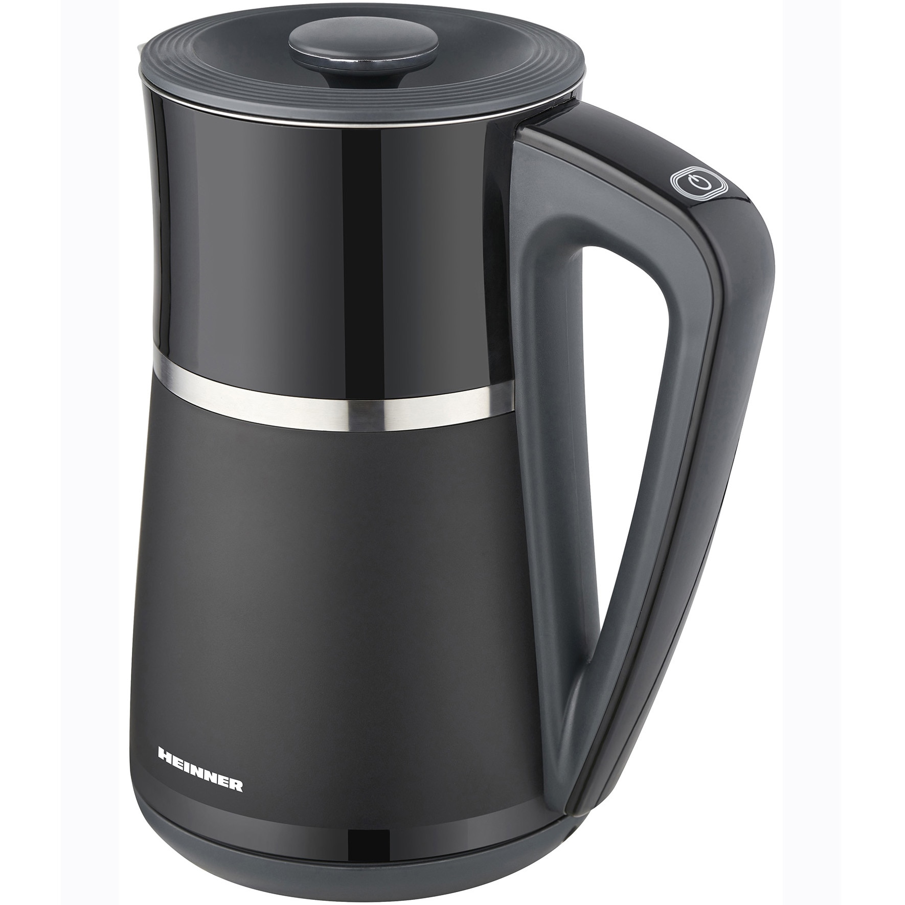 Fotografie Fierbator electric Heinner HEK-D22002WBK, 1850-2200w, capacitate 1.7l, afisaj LCD, comanda electronica, oprire automata, 5 trepte de temperatura (40/60/80/90/100°C), negru