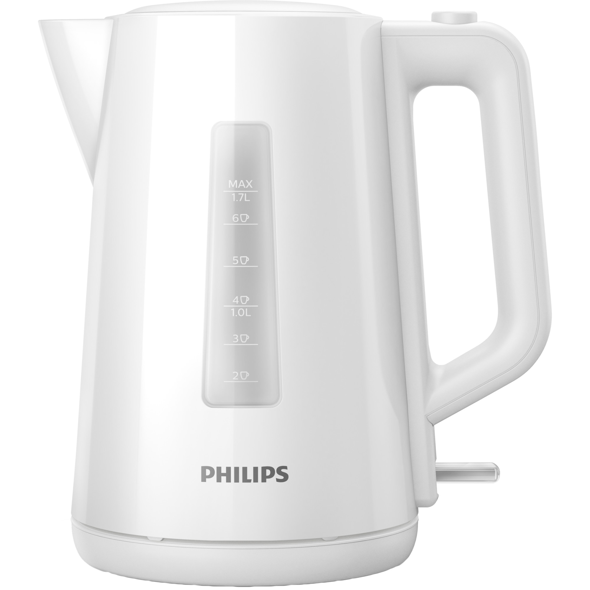 Fotografie Fierbator Philips HD9318/00, 2020W, 1.7 l, capac cu resort, plastic, led de control, indicator de nivel al apei, filtru detasabil, fara fir cu baza Pirouette 360, Alb