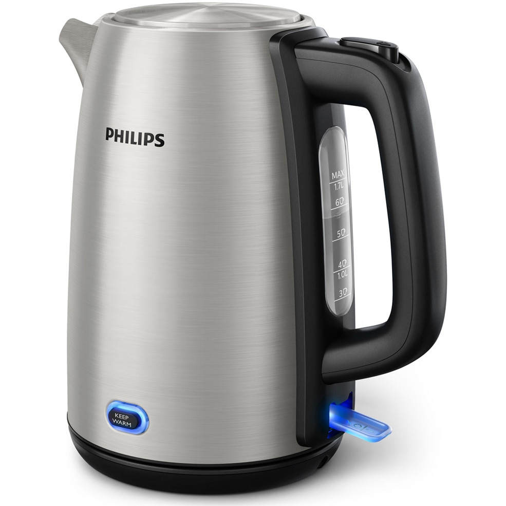Fotografie Fierbator Philips solar 2000W finisaj metalic inox 1.7l, capac cu arc, mentine la cald