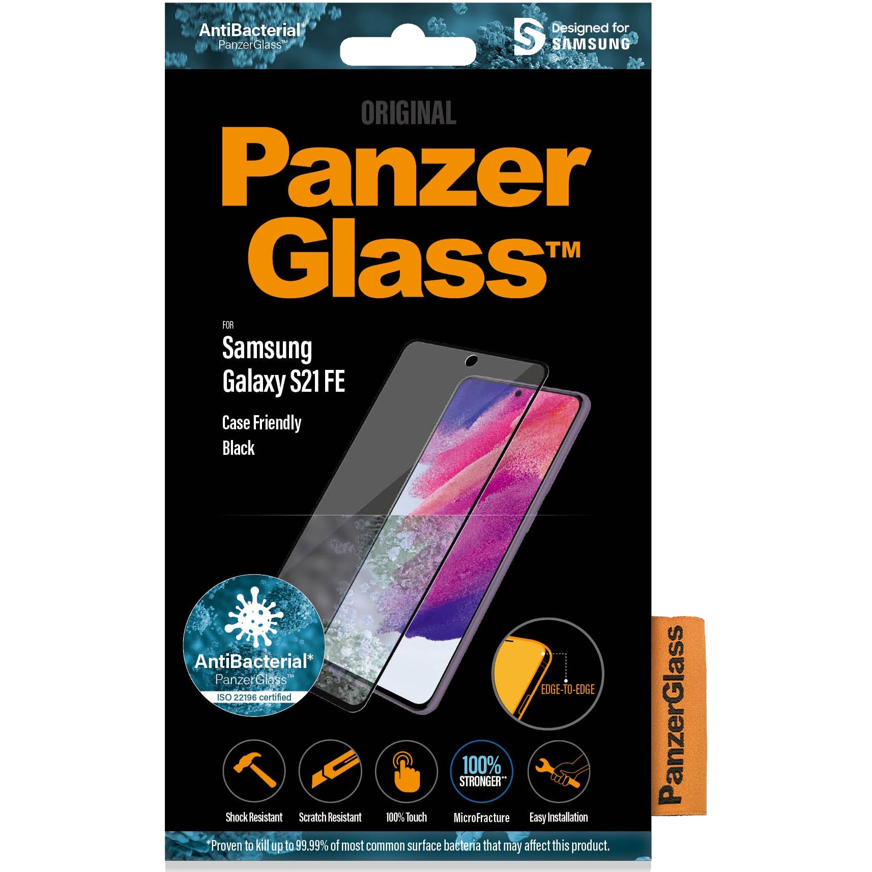Fotografie Folie de protectie PanzerGlass din sticla pentru Samsung Galaxy S21 FE, Transparenta / Rama Neagra