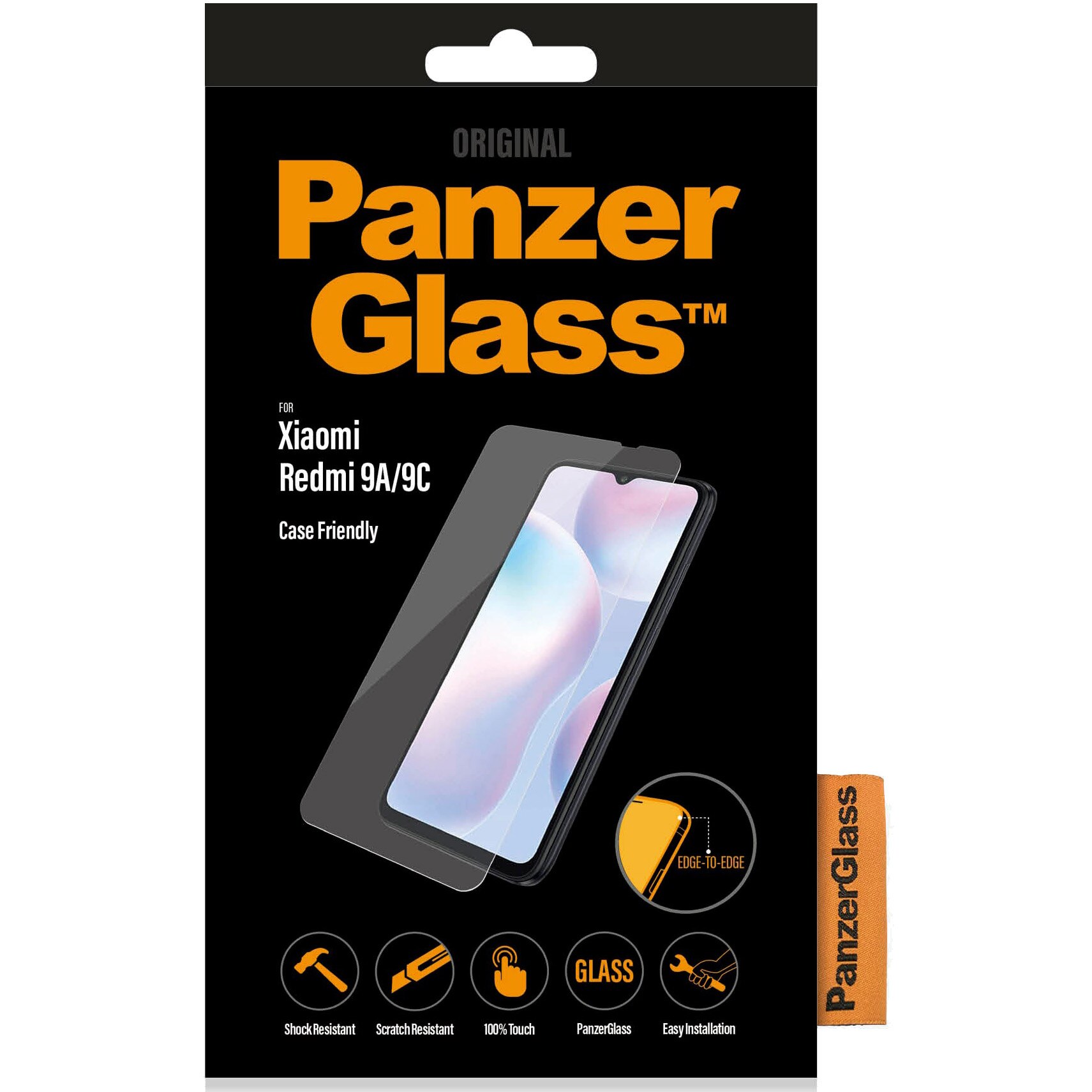 Fotografie Folie de protectie PanzerGlass din sticla pentru Xiaomi Redmi 9A/9C, Transparenta / Rama Neagra