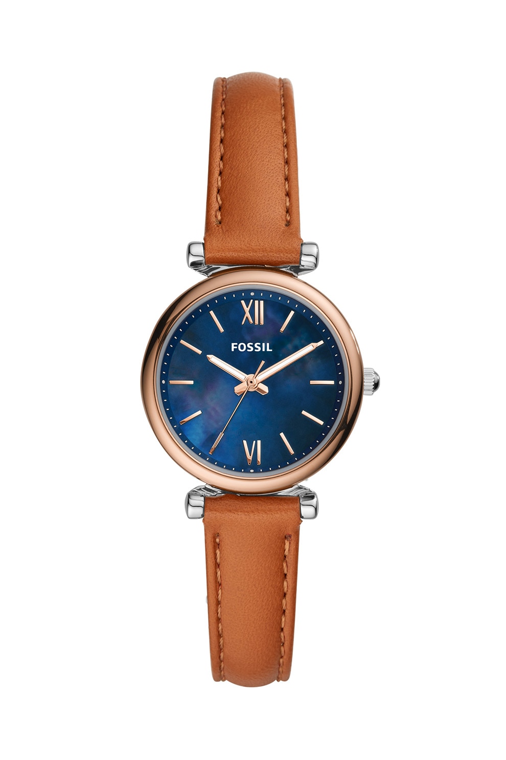 Fotografie Fossil, Ceas analog cu cadran Mother of Pearl, Maro