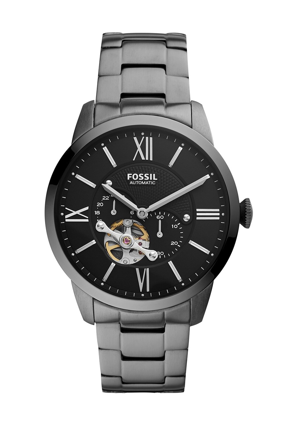 Fotografie Fossil, Ceas automatic cu bratara metalica, Gri inchis