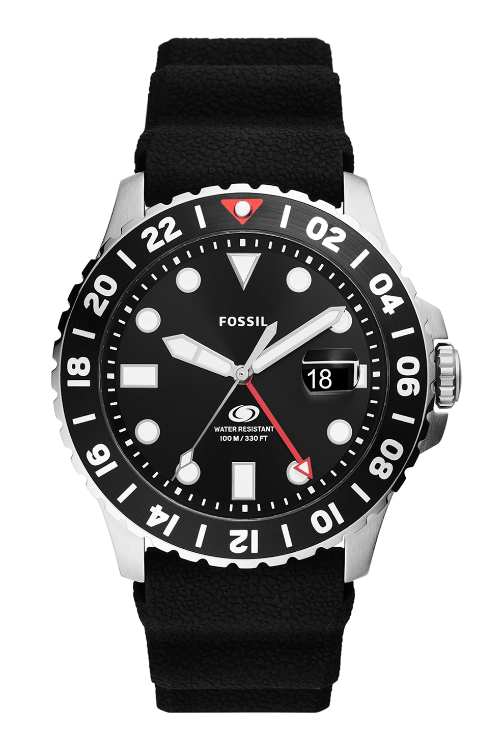 Fotografie Fossil, Ceas quartz cu o curea de silicon, Argintiu, Negru