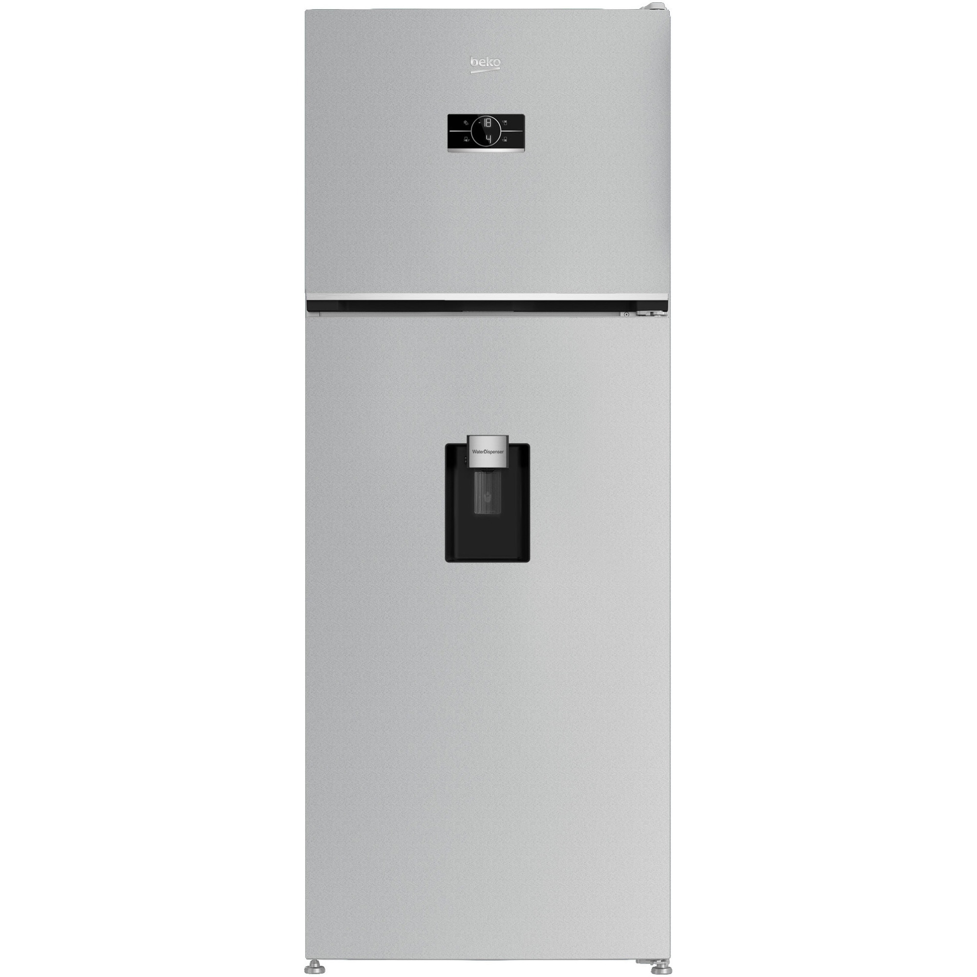 Fotografie Frigider cu doua usi Beko B5RDNE504LDM, 477 l, HarvestFresh™, AeroFlow™, Everfresh+®, No Frost, Slim tank water dispenser, Display, Clasa E H 186,5 cm, Glossy Grey
