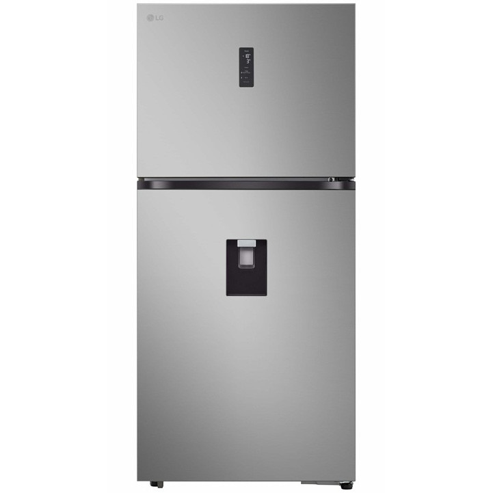 Fotografie Frigider cu doua usi LG GTFV61PYBQD,609 l,No Frost, Compresor Smart Inverter, WI-FI,Dozator apa, H 184 cm, Cls E, Argintiu