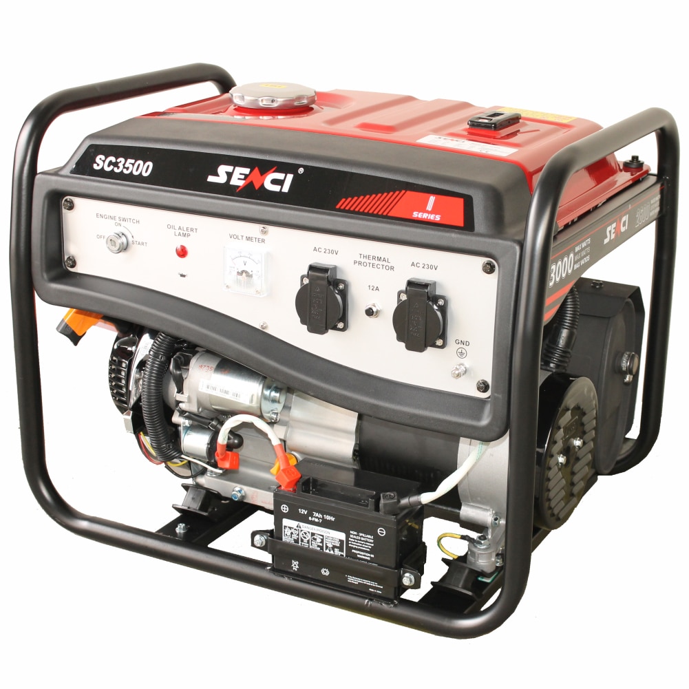 Fotografie Generator curent electric Senci SC-3500E Lite, 3100 W, 230 V, 208 CC, stabilizator de tensiune (AVR), demaraj la cheie, 12.5 h autonomie, 15 l, benzina