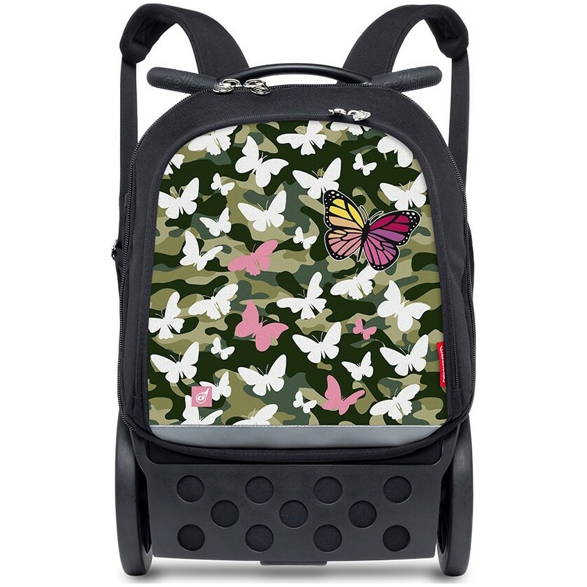 Fotografie Ghiozdan Nikidom Roller Up XL, troler scoala clasele 5-9, 27L, maner telescopic, roti 17.5 cm, Butterfly Camo