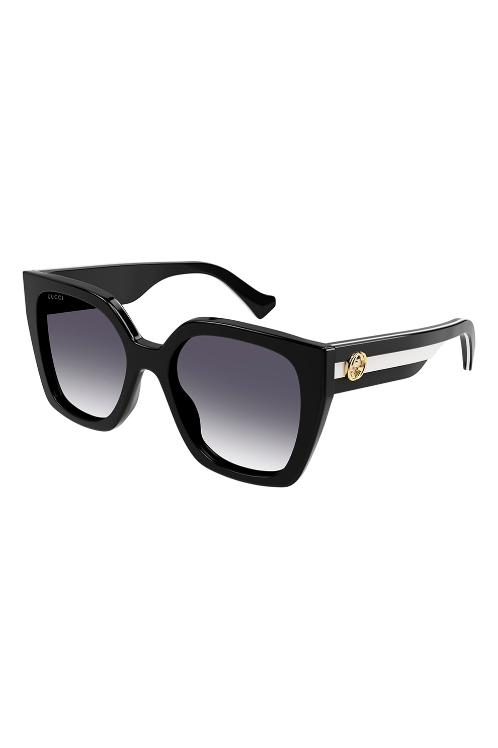 Fotografie Gucci, Ochelari de soare cu aspect supradimensionat, Auriu, Negru, Alb, 55-19-145