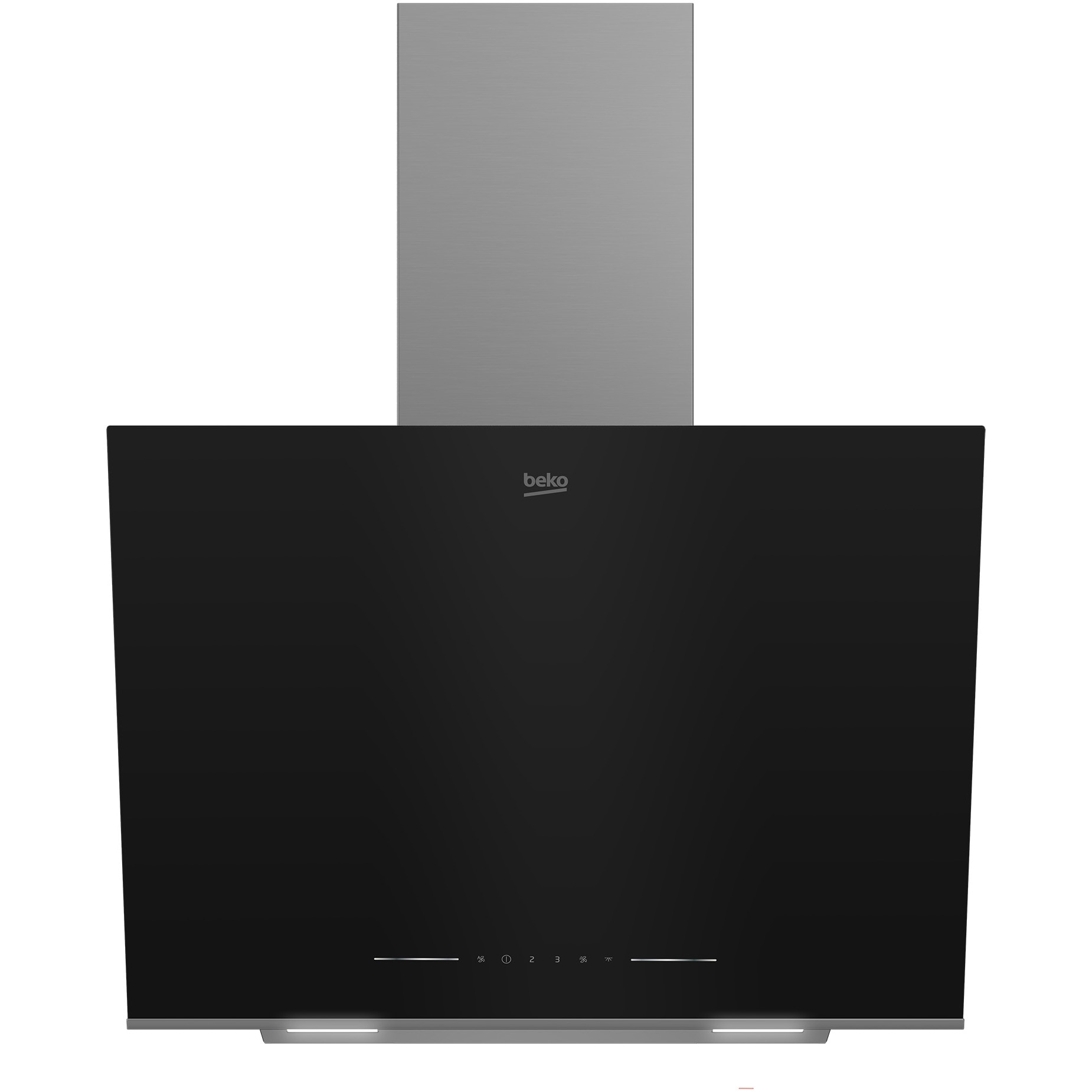 Fotografie Hota incorporabila decorativa Beko BHCA66641BBHS, Putere de absorbtie 720 mc/h, Senzor de temperatura, Iluminare LED, Control touch, Avertizare curatare/inlocuire filtru, Clasa A, Sticla neagra