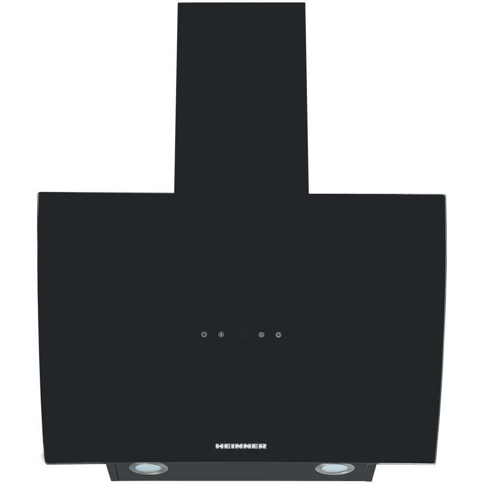 Fotografie Hota incorporabila decorativa Heinner HDCH-5960RGBK, Control touch, Afisaj LED, Putere de absorbtie 576.2 m3/H, Iluminare LED, Clasa B, 60 cm, Sticla neagra